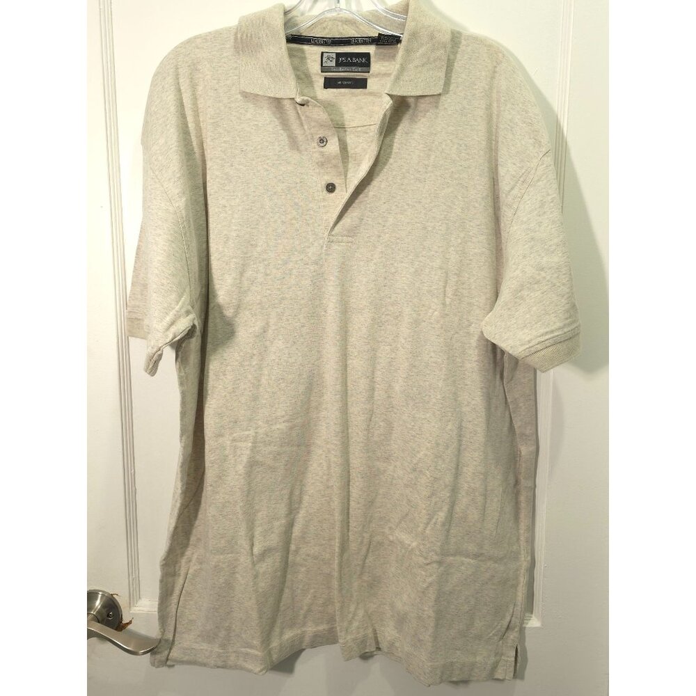 Jos. A. Bank Leadbetter Golf Beige Polo Shirt XL 100% Cotton Mercerized Soft Com